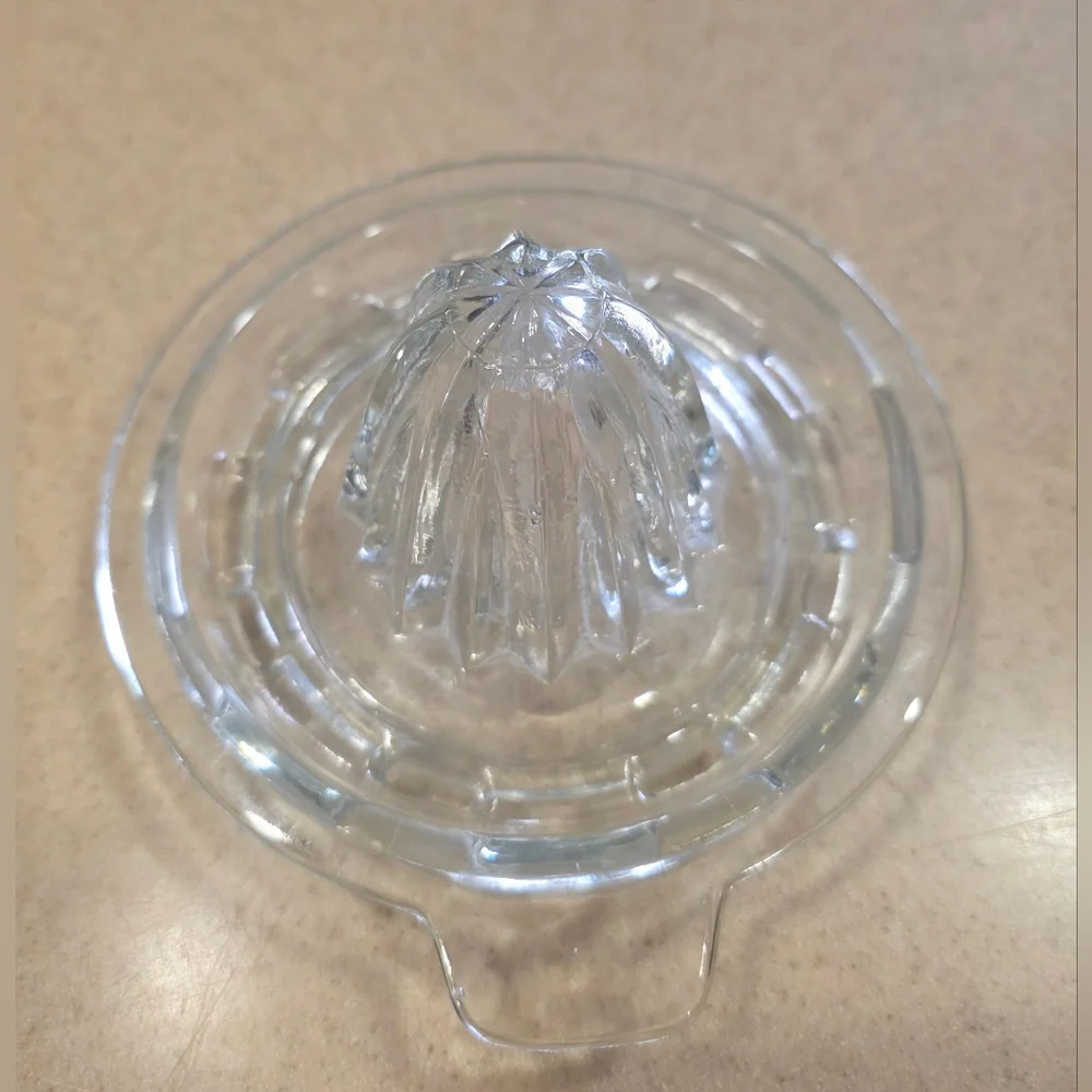 Vintage Citrus Reamer Juicer Clear Glass Tab Handle